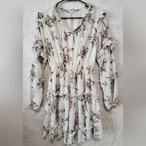 Floral Long Flowy Ruffle Top Size Medium